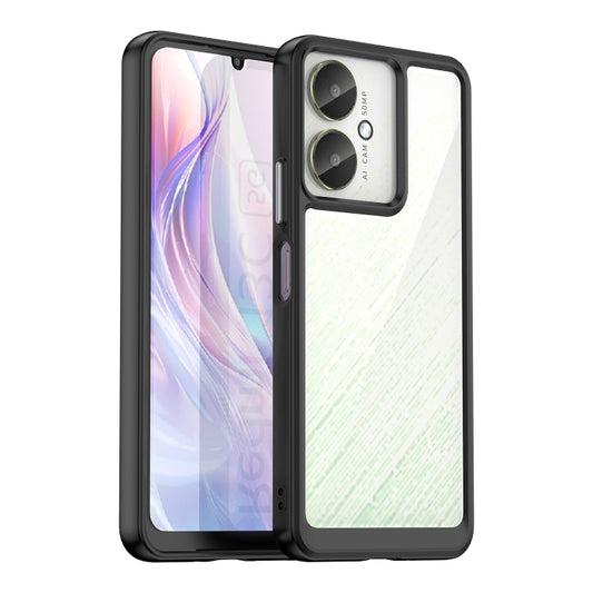 For Xiaomi Redmi 13R 5G Colorful Series Acrylic Hybrid TPU Phone Case(Black) - 13R Cases by PMC Jewellery | Online Shopping South Africa | PMC Jewellery | Buy Now Pay Later Mobicred