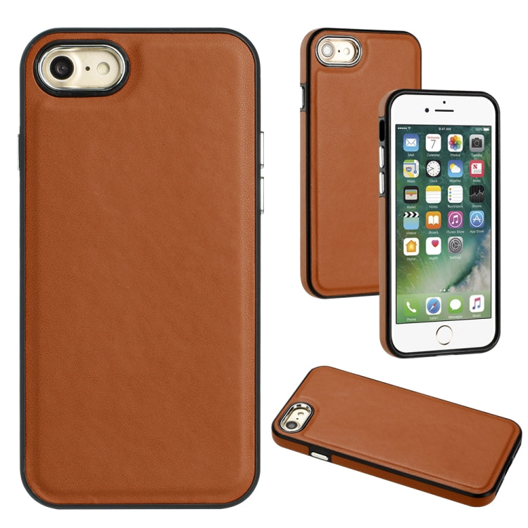 For iPhone SE 2022 / 6 / 7 / 8 / SE 2020 Leather Texture Full Coverage Phone Case(Brown) - iPhone SE 2022 / 2020 / 8 / 7 Cases by PMC Jewellery | Online Shopping South Africa | PMC Jewellery