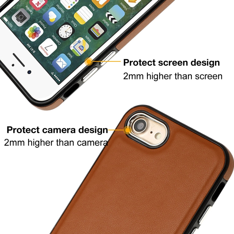 For iPhone SE 2022 / 6 / 7 / 8 / SE 2020 Leather Texture Full Coverage Phone Case(Brown) - iPhone SE 2022 / 2020 / 8 / 7 Cases by PMC Jewellery | Online Shopping South Africa | PMC Jewellery