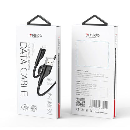 YESIDO CA105 1.2m 2.4A USB to 8 Pin Charging Data Cable with Hook(White) - Normal Style Cable by Yesido | Online Shopping South Africa | PMC Jewellery | Buy Now Pay Later Mobicred