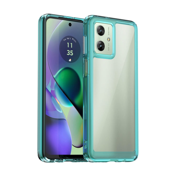 For Motorola Moto G54 Global Colorful Series Acrylic Hybrid TPU Phone Case(Transparent Blue) - Motorola Cases by PMC Jewellery | Online Shopping South Africa | PMC Jewellery | Buy Now Pay Later Mobicred