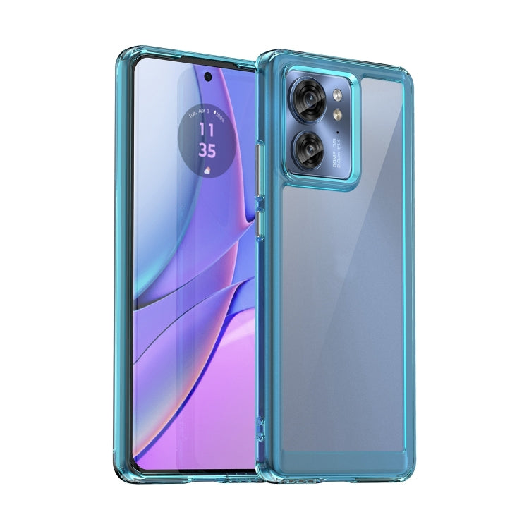 For Motorola Edge 2023 US Colorful Series Acrylic Hybrid TPU Phone Case(Transparent Blue) - Motorola Cases by PMC Jewellery | Online Shopping South Africa | PMC Jewellery | Buy Now Pay Later Mobicred