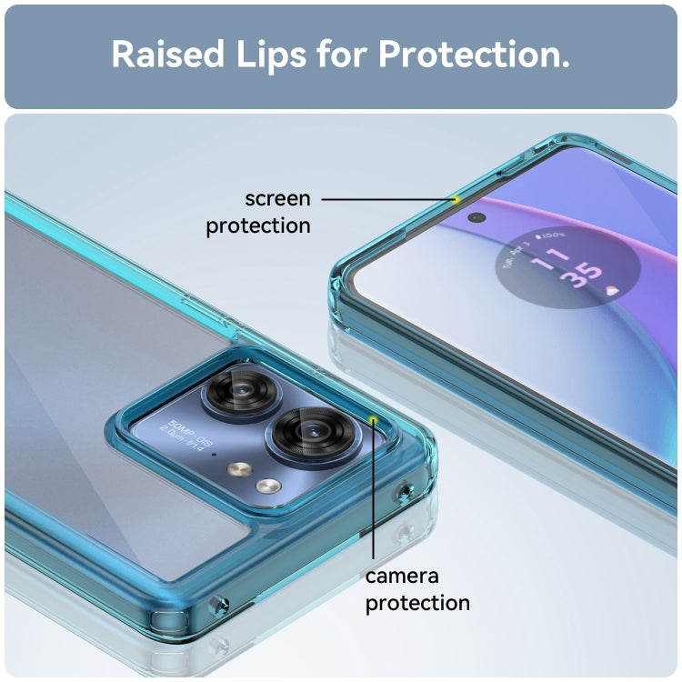 For Motorola Edge 2023 Global Colorful Series Acrylic Hybrid TPU Phone Case(Transparent Blue) - Motorola Cases by PMC Jewellery | Online Shopping South Africa | PMC Jewellery | Buy Now Pay Later Mobicred