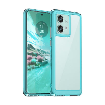 For Motorola Edge 40 Neo Colorful Series Acrylic Hybrid TPU Phone Case(Transparent Blue) - Motorola Cases by PMC Jewellery | Online Shopping South Africa | PMC Jewellery | Buy Now Pay Later Mobicred