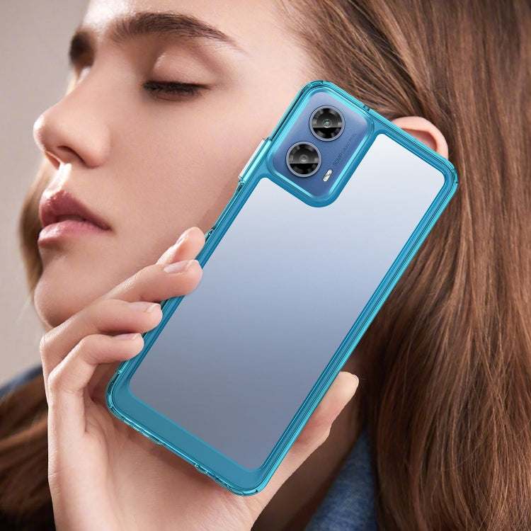 For Motorola Moto G34 Colorful Series Acrylic Hybrid TPU Phone Case(Transparent Blue) - Motorola Cases by PMC Jewellery | Online Shopping South Africa | PMC Jewellery | Buy Now Pay Later Mobicred