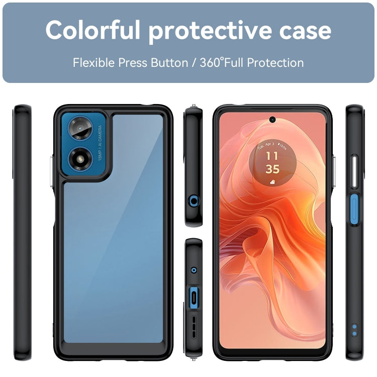 For Motorola Moto G04 Colorful Series Acrylic Hybrid TPU Phone Case(Black) - Motorola Cases by PMC Jewellery | Online Shopping South Africa | PMC Jewellery | Buy Now Pay Later Mobicred