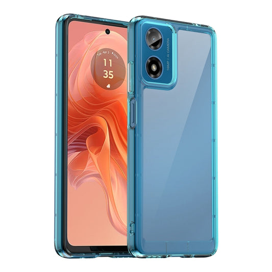 For Motorola Moto G04 Colorful Series Acrylic Hybrid TPU Phone Case(Transparent Blue) - Motorola Cases by PMC Jewellery | Online Shopping South Africa | PMC Jewellery | Buy Now Pay Later Mobicred