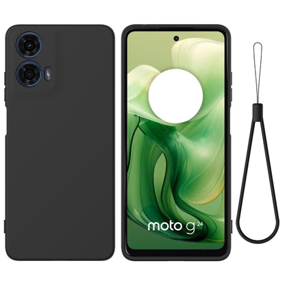 For Motorola Moto G04 / G24 Pure Color Liquid Silicone Shockproof Phone Case(Black) - Motorola Cases by PMC Jewellery | Online Shopping South Africa | PMC Jewellery | Buy Now Pay Later Mobicred