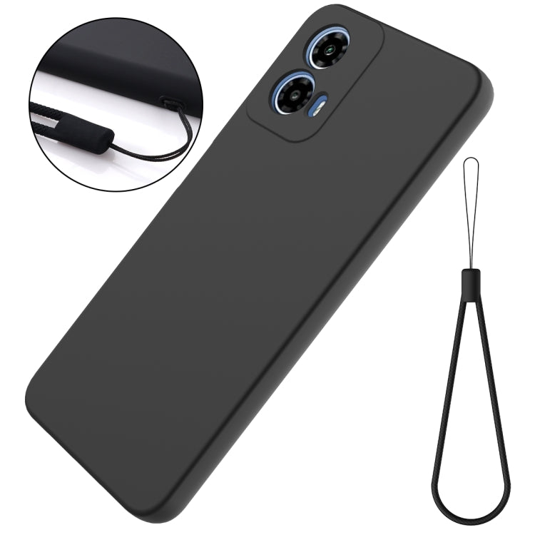 For Motorola Moto G34 Pure Color Liquid Silicone Shockproof Phone Case(Black) - Motorola Cases by PMC Jewellery | Online Shopping South Africa | PMC Jewellery | Buy Now Pay Later Mobicred