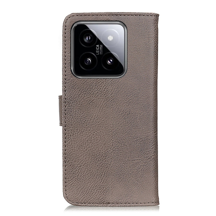 For Xiaomi 14 Pro KHAZNEH Cowhide Texture Flip Leather Phone Case(Khaki) - 14 Pro Cases by PMC Jewellery | Online Shopping South Africa | PMC Jewellery | Buy Now Pay Later Mobicred