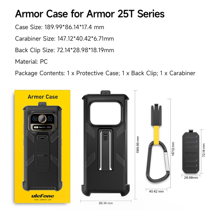 For Ulefone Armor 25T Pro Ulefone Back Clip Phone Case with Carabiner(Black) - Ulefone Cases by Ulefone | Online Shopping South Africa | PMC Jewellery | Buy Now Pay Later Mobicred