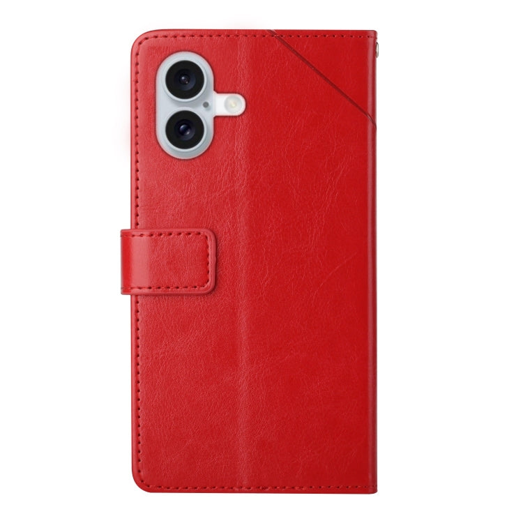 For iPhone 16 Plus HT01 Y-shaped Pattern Flip Leather Phone Case(Red) - iPhone 16 Plus Cases by PMC TechLife | Online Shopping South Africa | PMC TechLife | Buy Now Pay Later Mobicred