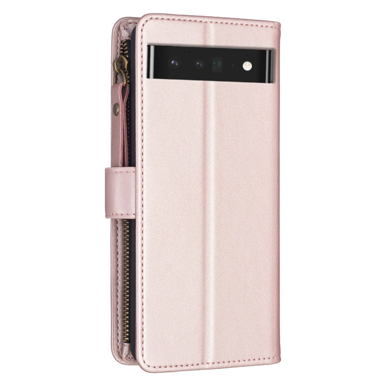 For Google Pixel 7 Pro 9 Card Slots Zipper Wallet Leather Flip Phone Case(Rose Gold) - Google Cases by PMC Jewellery | Online Shopping South Africa | PMC Jewellery | Buy Now Pay Later Mobicred