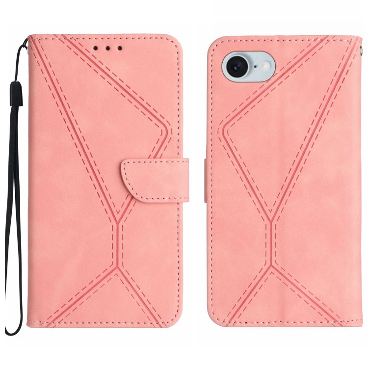 For iPhone SE 2024 Stitching Embossed Leather Phone Case(Pink) - More iPhone Cases by PMC Jewellery | Online Shopping South Africa | PMC Jewellery | Buy Now Pay Later Mobicred