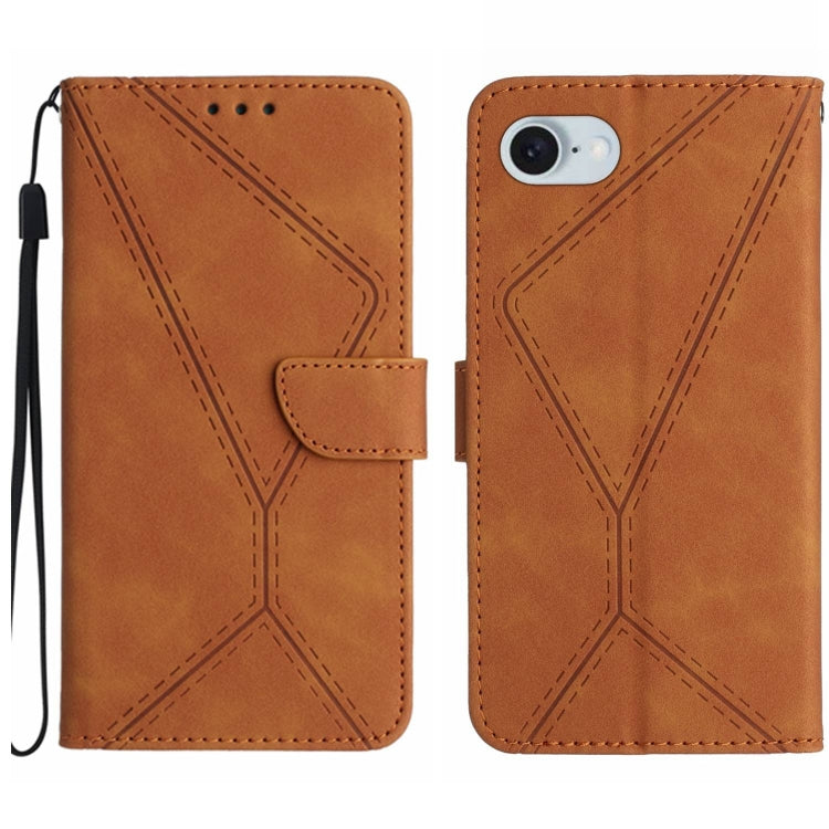 For iPhone SE 2024 Stitching Embossed Leather Phone Case(Brown) - More iPhone Cases by PMC Jewellery | Online Shopping South Africa | PMC Jewellery | Buy Now Pay Later Mobicred