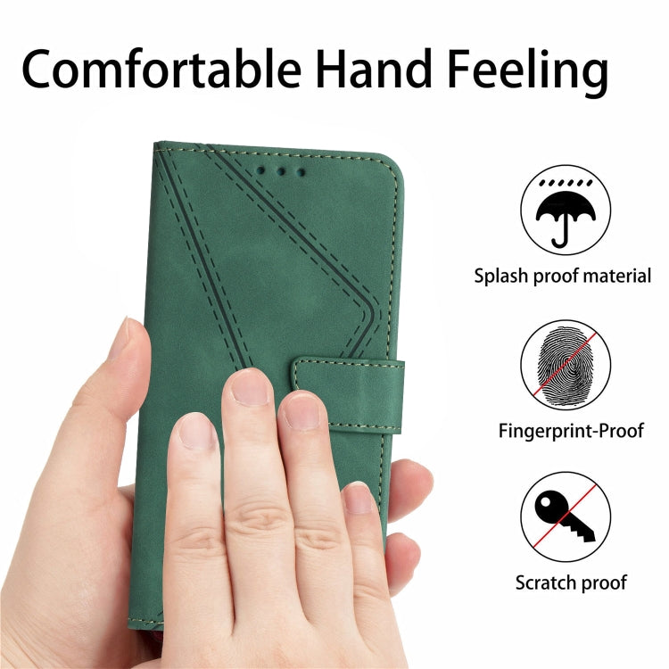 For iPhone 16 Plus Stitching Embossed Leather Phone Case(Green) - iPhone 16 Plus Cases by PMC TechLife | Online Shopping South Africa | PMC TechLife | Buy Now Pay Later Mobicred