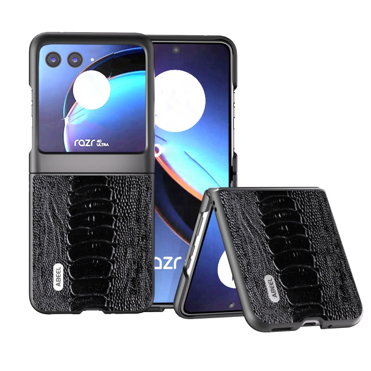 For Motorola Razr 40 Ultra ABEEL Genuine Leather Weilai Series Phone Case(Black) - Motorola Cases by PMC Jewellery | Online Shopping South Africa | PMC Jewellery