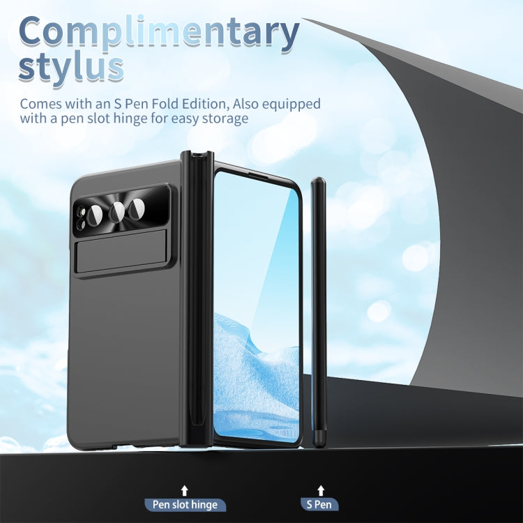For Google Pixel Fold Integrated Electroplating Pen Slot Folding Phone Case with Stylus(Black) - Google Cases by PMC TechLife | Online Shopping South Africa | PMC TechLife | Buy Now Pay Later Mobicred