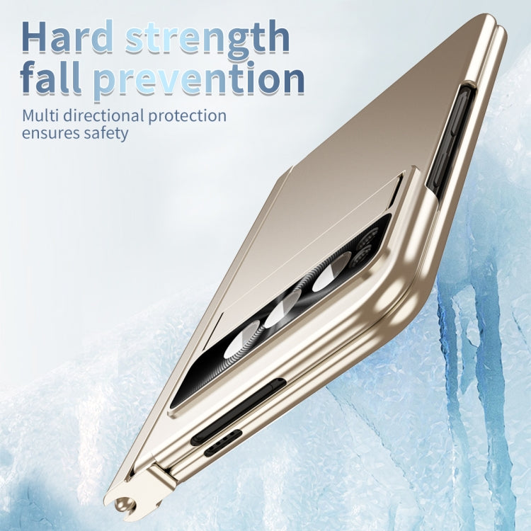 For Google Pixel Fold Integrated Electroplating Pen Slot Folding Phone Case with Stylus(Gold) - Google Cases by PMC TechLife | Online Shopping South Africa | PMC TechLife | Buy Now Pay Later Mobicred