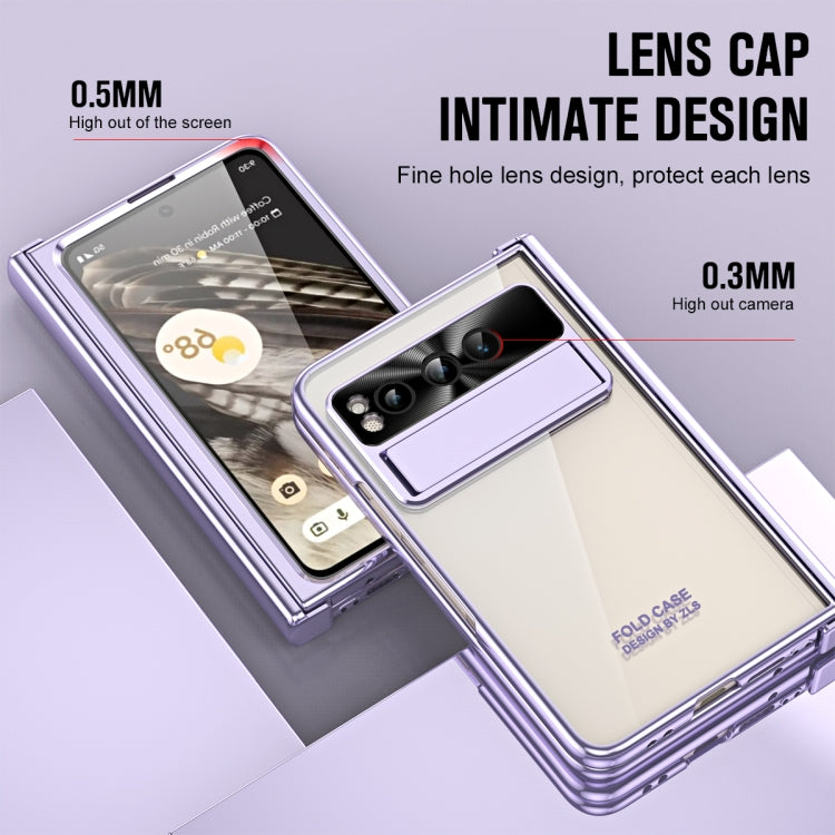 For Google Pixel Fold Integrated Electroplating Folding Phone Case with Pen Slot(Purple) - Google Cases by PMC TechLife | Online Shopping South Africa | PMC TechLife | Buy Now Pay Later Mobicred