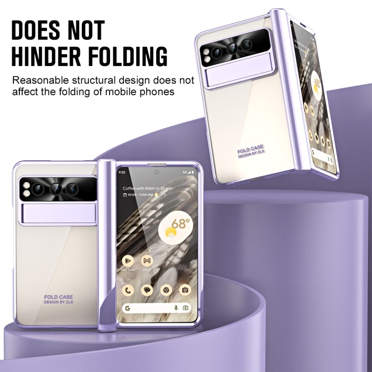 For Google Pixel Fold Integrated Electroplating Folding Phone Case with Pen Slot(Purple) - Google Cases by PMC TechLife | Online Shopping South Africa | PMC TechLife | Buy Now Pay Later Mobicred
