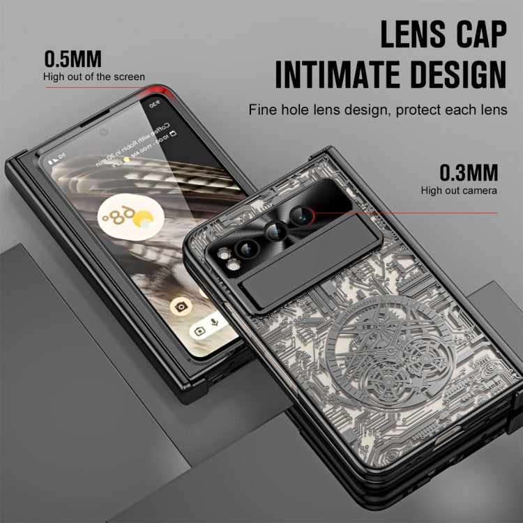 For Google Pixel Fold Mechanical Legend Integrated Electroplating All-inclusive Phone Case with Pen Slot(Black) - Google Cases by PMC TechLife | Online Shopping South Africa | PMC TechLife | Buy Now Pay Later Mobicred