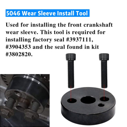 For Dodge Cummins 5046 Crankshaft Wear Sleeve + 1388 Front Cover Crankshaft Seal Installation Tool 124453+124388(Black) - Engine Fittings by PMC Jewellery | Online Shopping South Africa | PMC Jewellery | Buy Now Pay Later Mobicred