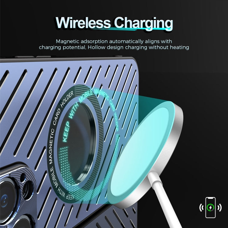 For iPhone 12 R-JUST RJ57 CD Pattern MagSafe Cooling Phone Case(Blue) - iPhone 12 / 12 Pro Cases by R-JUST | Online Shopping South Africa | PMC TechLife | Buy Now Pay Later Mobicred