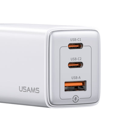 USAMS US-CC180 65W ACC Three Ports GaN Charger, EU Plug(White) - USB Charger by USAMS | Online Shopping South Africa | PMC Jewellery | Buy Now Pay Later Mobicred