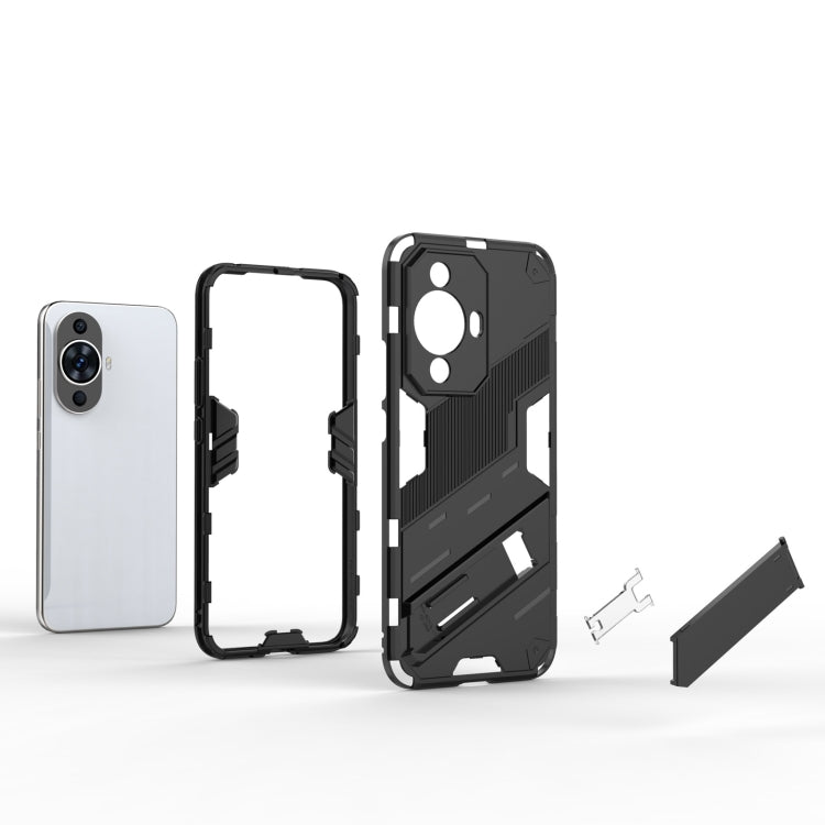 For Huawei nova 11 4G Punk Armor 2 in 1 PC + TPU Phone Case with Holder(Black) - Huawei Cases by PMC TechLife | Online Shopping South Africa | PMC TechLife | Buy Now Pay Later Mobicred