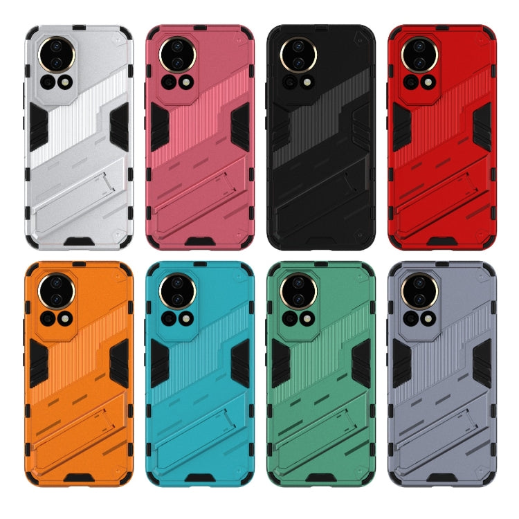 For Huawei nova 12 5G Punk Armor 2 in 1 PC + TPU Phone Case with Holder(Light Red) - Huawei Cases by PMC TechLife | Online Shopping South Africa | PMC TechLife | Buy Now Pay Later Mobicred