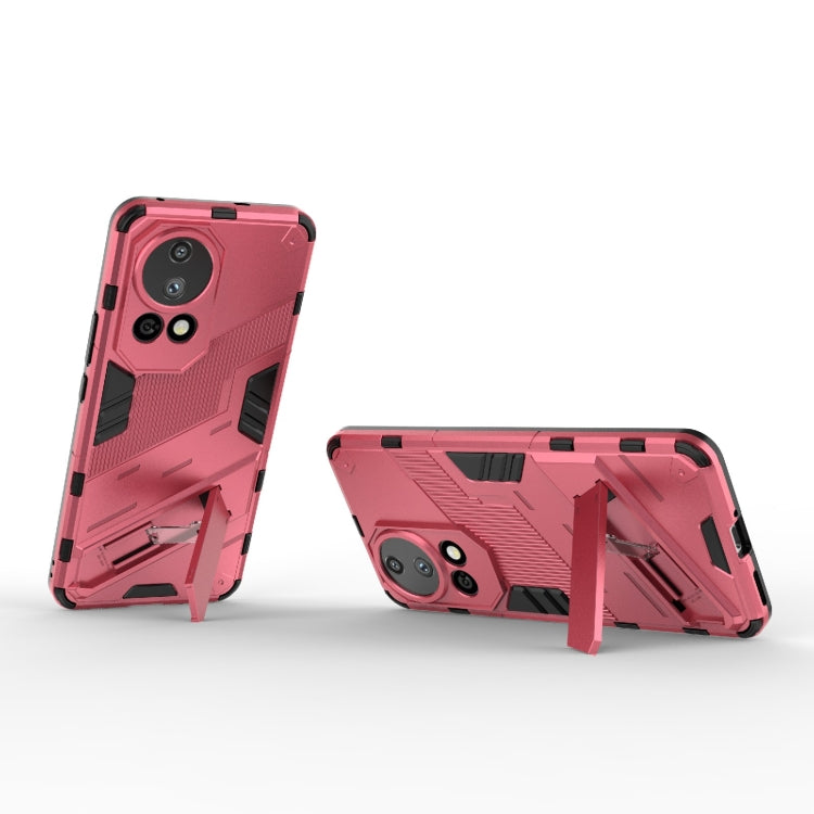 For Huawei nova 12 Pro Punk Armor 2 in 1 PC + TPU Phone Case with Holder(Light Red) - Huawei Cases by PMC TechLife | Online Shopping South Africa | PMC TechLife | Buy Now Pay Later Mobicred