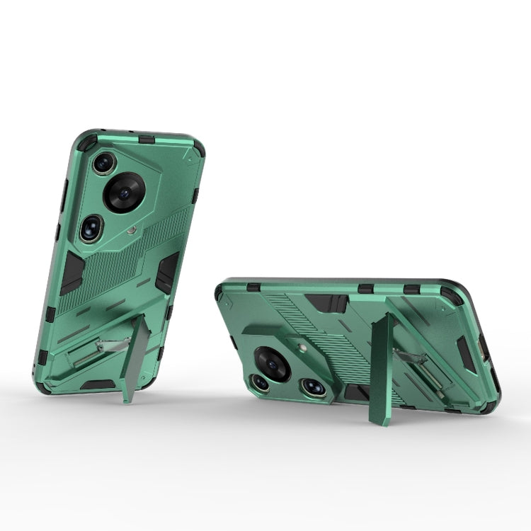 For Huawei Pura 70 Ultra Punk Armor 2 in 1 PC + TPU Phone Case with Holder(Green) - Huawei Cases by PMC Jewellery | Online Shopping South Africa | PMC Jewellery | Buy Now Pay Later Mobicred