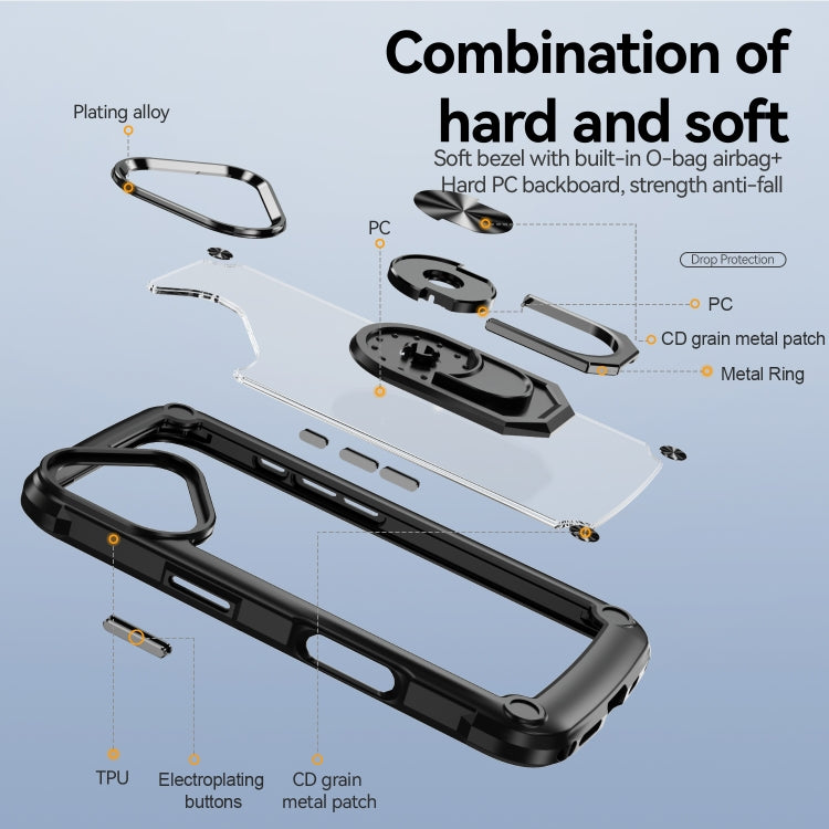 For iPhone 16 Plus TPU + PC Lens Protection Phone Case with Ring Holder(Black) - free shipping - PMC TechLife - Order now!