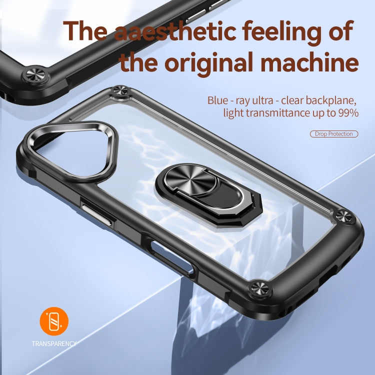 For iPhone 16 TPU + PC Lens Protection Phone Case with Ring Holder(Black) - iPhone 16 Cases by PMC TechLife | Online Shopping South Africa | PMC TechLife | Buy Now Pay Later Mobicred