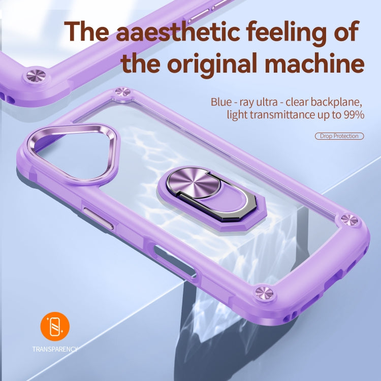 For iPhone 16 TPU + PC Lens Protection Phone Case with Ring Holder(Purple) - iPhone 16 Cases by PMC TechLife | Online Shopping South Africa | PMC TechLife | Buy Now Pay Later Mobicred