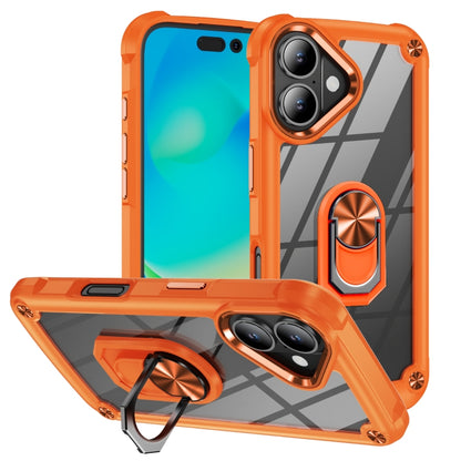 For iPhone 16 TPU + PC Lens Protection Phone Case with Ring Holder(Orange) - iPhone 16 Cases by PMC Jewellery | Online Shopping South Africa | PMC Jewellery | Buy Now Pay Later Mobicred