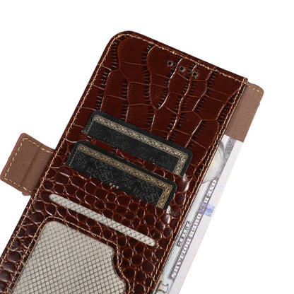 For iPhone 16 Pro Max Crocodile Top Layer Cowhide Leather Phone Case(Brown) - iPhone 16 Pro Max Cases by PMC Jewellery | Online Shopping South Africa | PMC Jewellery | Buy Now Pay Later Mobicred