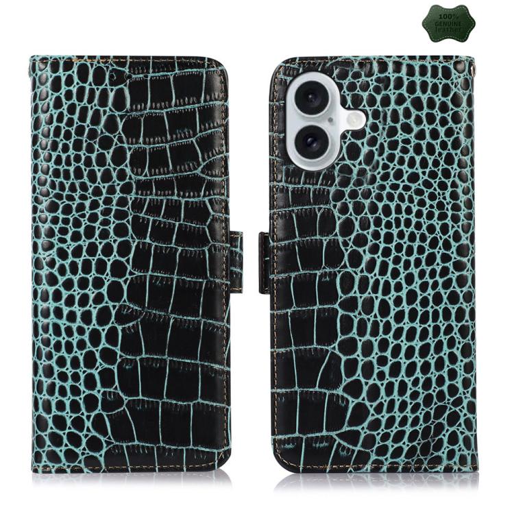 For iPhone 17 Crocodile Top Layer Cowhide Leather Phone Case(Green) - free shipping - PMc TechLife - Order now!