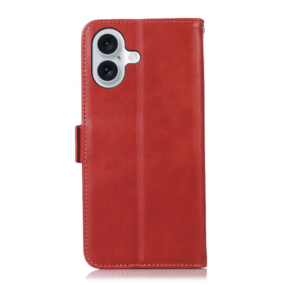 For iPhone 16 Plus Crazy Horse Top Layer Cowhide Leather Phone Case(Red) - iPhone 16 Plus Cases by PMC Jewellery | Online Shopping South Africa | PMC Jewellery | Buy Now Pay Later Mobicred