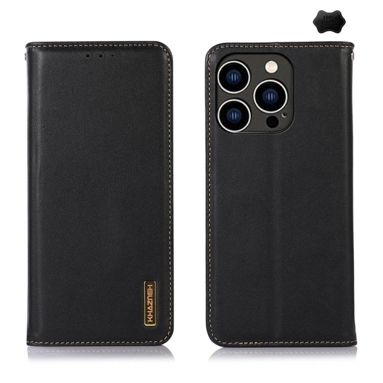 For iPhone 16 Pro Max KHAZNEH Nappa Top Layer Cowhide Leather Phone Case(Black) - iPhone 16 Pro Max Cases by PMC TechLife | Online Shopping South Africa | PMC TechLife | Buy Now Pay Later Mobicred