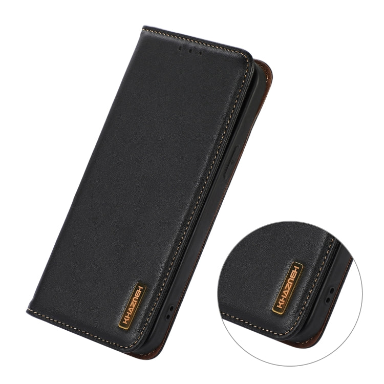 For iPhone 16 Pro Max KHAZNEH Nappa Top Layer Cowhide Leather Phone Case(Black) - iPhone 16 Pro Max Cases by PMC TechLife | Online Shopping South Africa | PMC TechLife | Buy Now Pay Later Mobicred