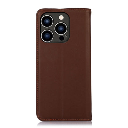 For iPhone 16 Pro Max KHAZNEH Nappa Top Layer Cowhide Leather Phone Case(Brown) - iPhone 16 Pro Max Cases by PMC Jewellery | Online Shopping South Africa | PMC Jewellery | Buy Now Pay Later Mobicred