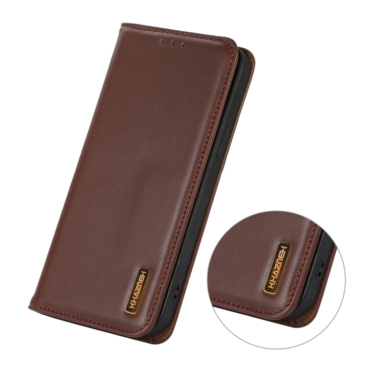 For iPhone 16 Pro KHAZNEH Nappa Top Layer Cowhide Leather Phone Case(Brown) - free shipping - PMC TechLife - Order now!