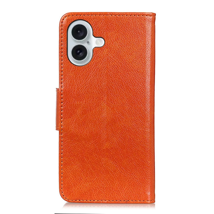 For iPhone 16 Plus Nappa Texture Leather Case(Orange) - iPhone 16 Plus Cases by PMC TechLife | Online Shopping South Africa | PMC TechLife | Buy Now Pay Later Mobicred