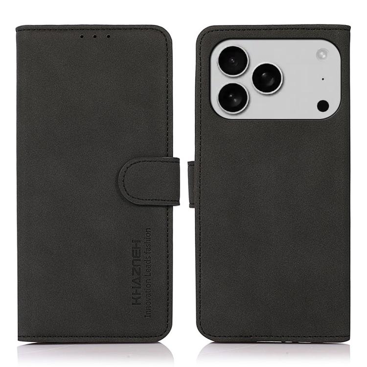 For iPhone 17 Pro Max KHAZNEH Matte Texture Leather Phone Case(Black) - free shipping - PMc TechLife - Order now!