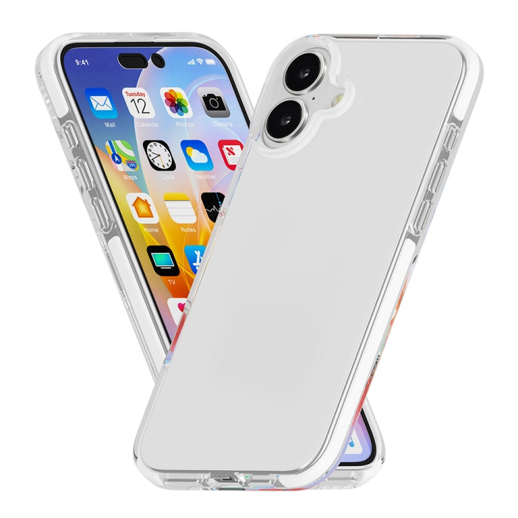 For iPhone 16 Plus Two-color Shockproof High Transparency TPU Phone Case(White) - iPhone 16 Plus Cases by PMC Jewellery | Online Shopping South Africa | PMC Jewellery | Buy Now Pay Later Mobicred