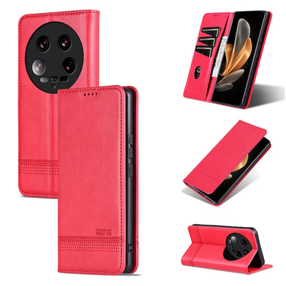 For Xiaomi 14 Ultra AZNS Magnetic Calf Texture Flip Leather Phone Case(Red) - 14 Ultra Cases by AZNS | Online Shopping South Africa | PMC Jewellery | Buy Now Pay Later Mobicred