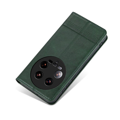 For Xiaomi 14 Ultra AZNS Magnetic Calf Texture Flip Leather Phone Case(Dark Green) - 14 Ultra Cases by AZNS | Online Shopping South Africa | PMC Jewellery | Buy Now Pay Later Mobicred