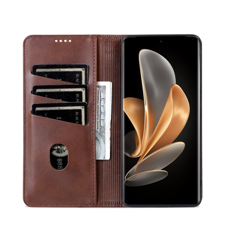 For Xiaomi 14 Ultra AZNS Magnetic Calf Texture Flip Leather Phone Case(Dark Brown) - 14 Ultra Cases by AZNS | Online Shopping South Africa | PMC Jewellery | Buy Now Pay Later Mobicred